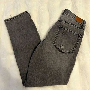 URBAN OUTFITTERS Black Distressed Denim Straight-Leg Jeans